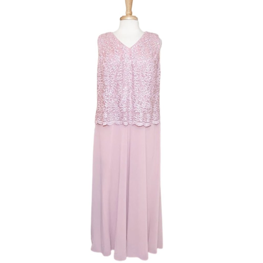 DAVID'S BRIDAL Pink Chiffon/Lace Embroidery Special Occasion Dress